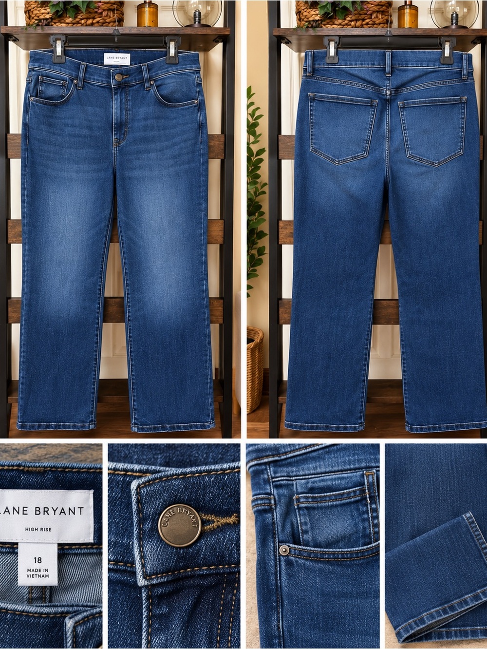 New! Lane Bryant High-Rise Straight Leg Jeans - Medium Blue